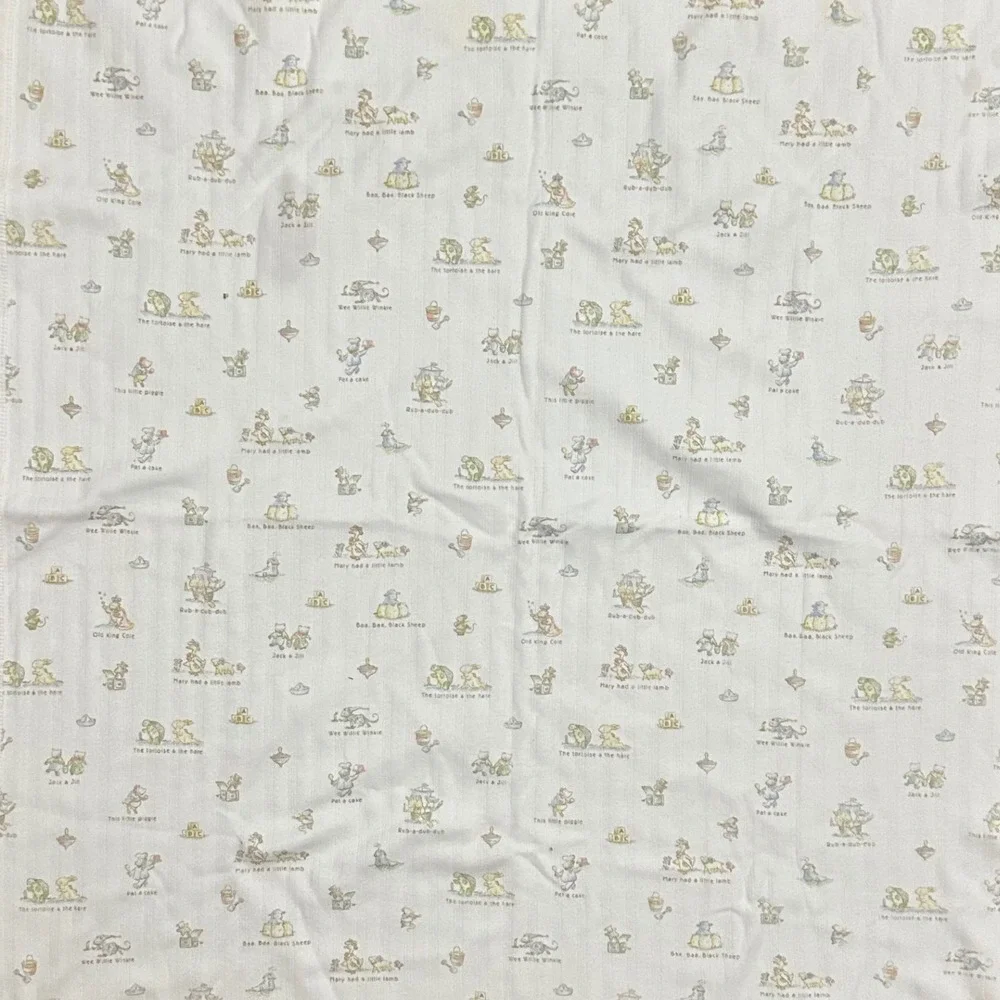 Vintage Carters Classics Nursery Rhyme Baby Receiving Blanket White Cotton USA